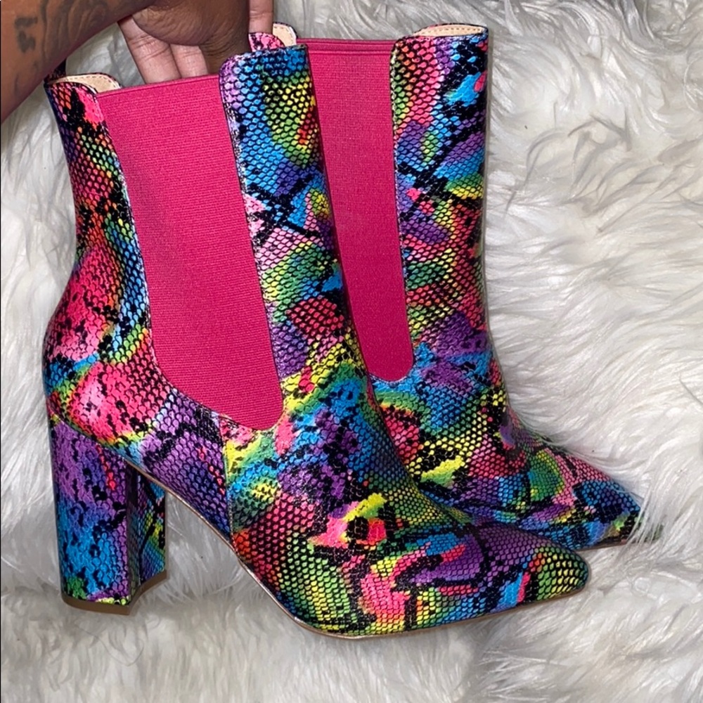 Snakeskin Print Multicolored Boot